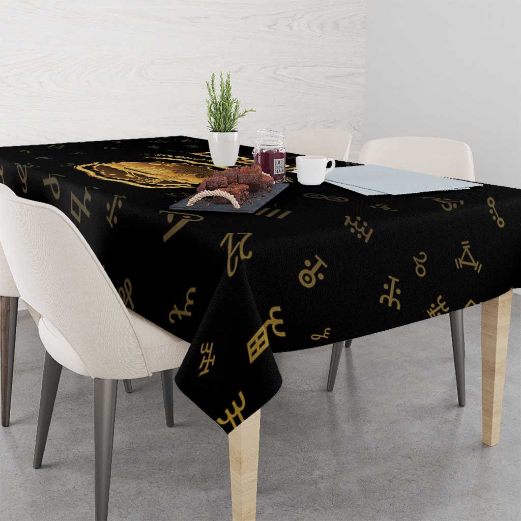 Liberia Vai Syllabary Heritage Tablecloth National Emblem Golden Style - Wonder Print Shop