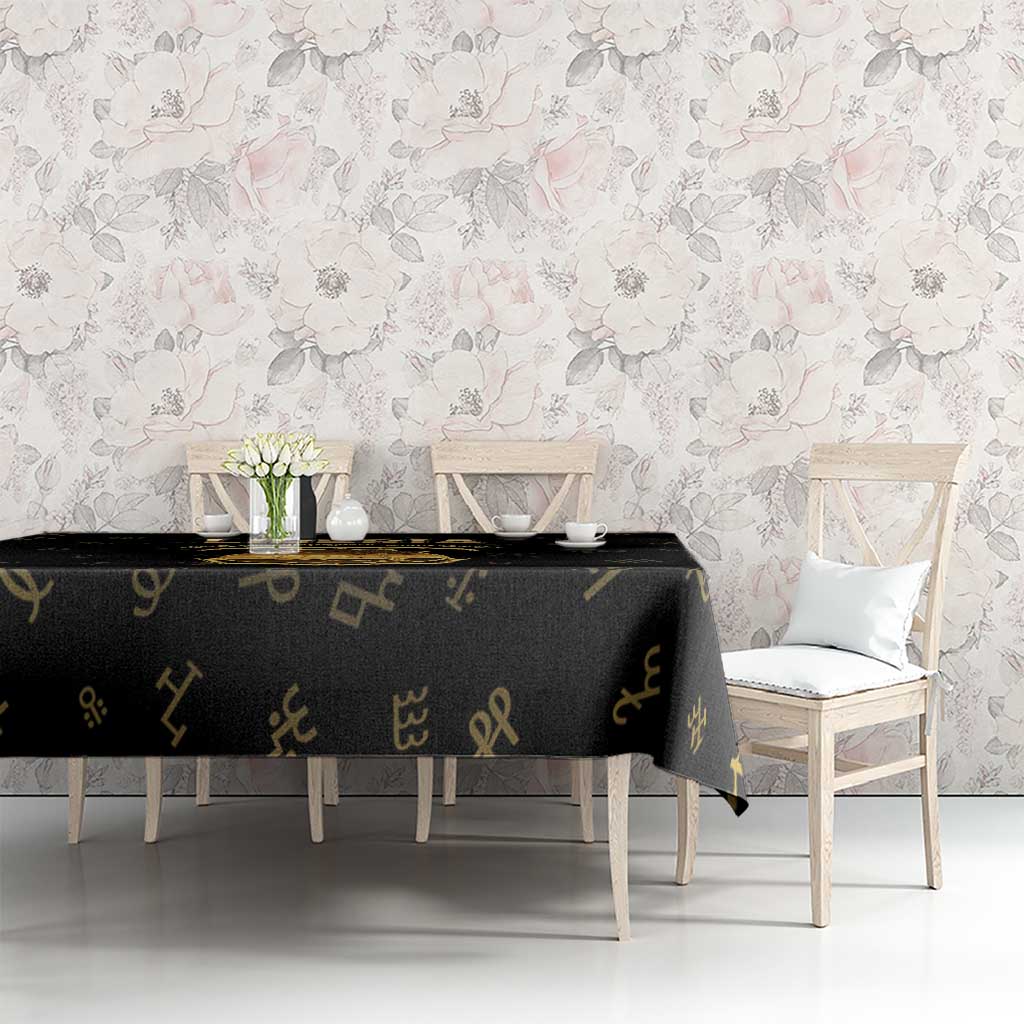 Liberia Vai Syllabary Heritage Tablecloth National Emblem Golden Style - Wonder Print Shop