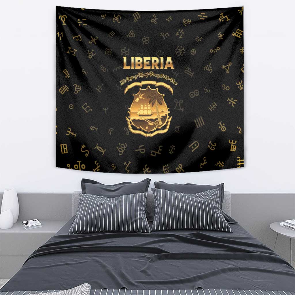 Liberia Vai Syllabary Heritage Tapestry National Emblem Golden Style - Wonder Print Shop