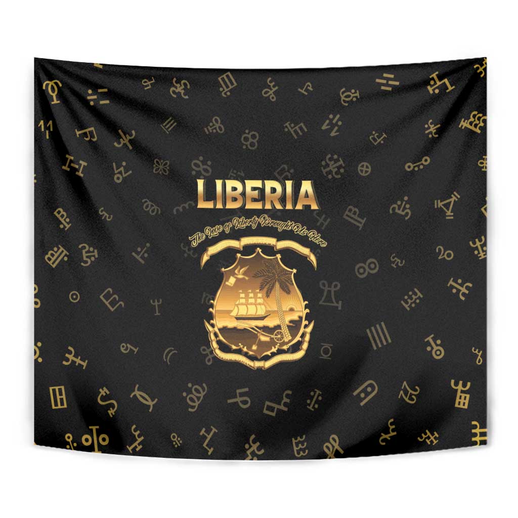 Liberia Vai Syllabary Heritage Tapestry National Emblem Golden Style - Wonder Print Shop