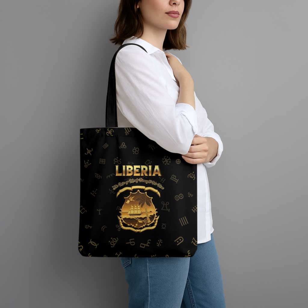 Liberia Vai Syllabary Heritage Tote Bag National Emblem Golden Style - Wonder Print Shop