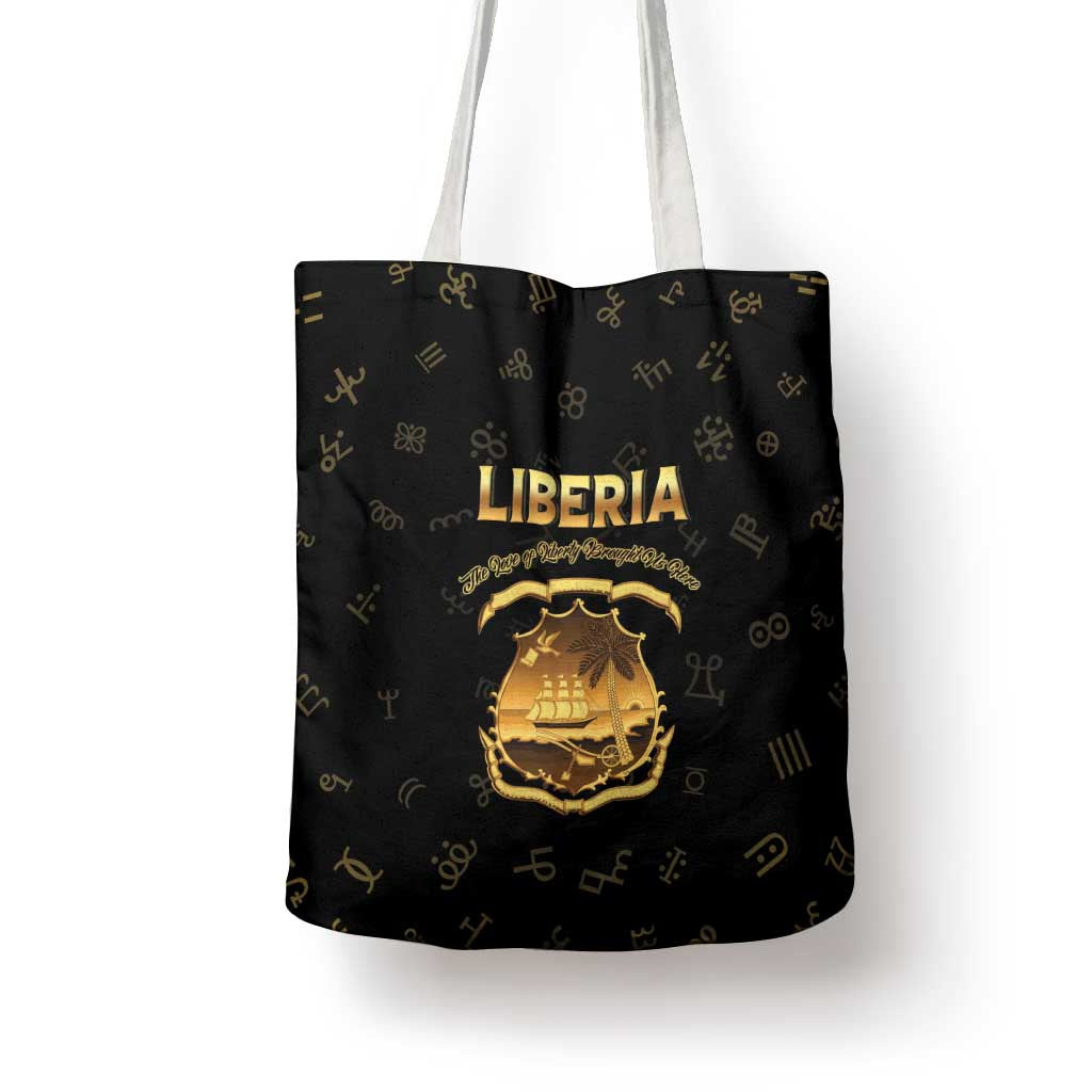 Liberia Vai Syllabary Heritage Tote Bag National Emblem Golden Style - Wonder Print Shop