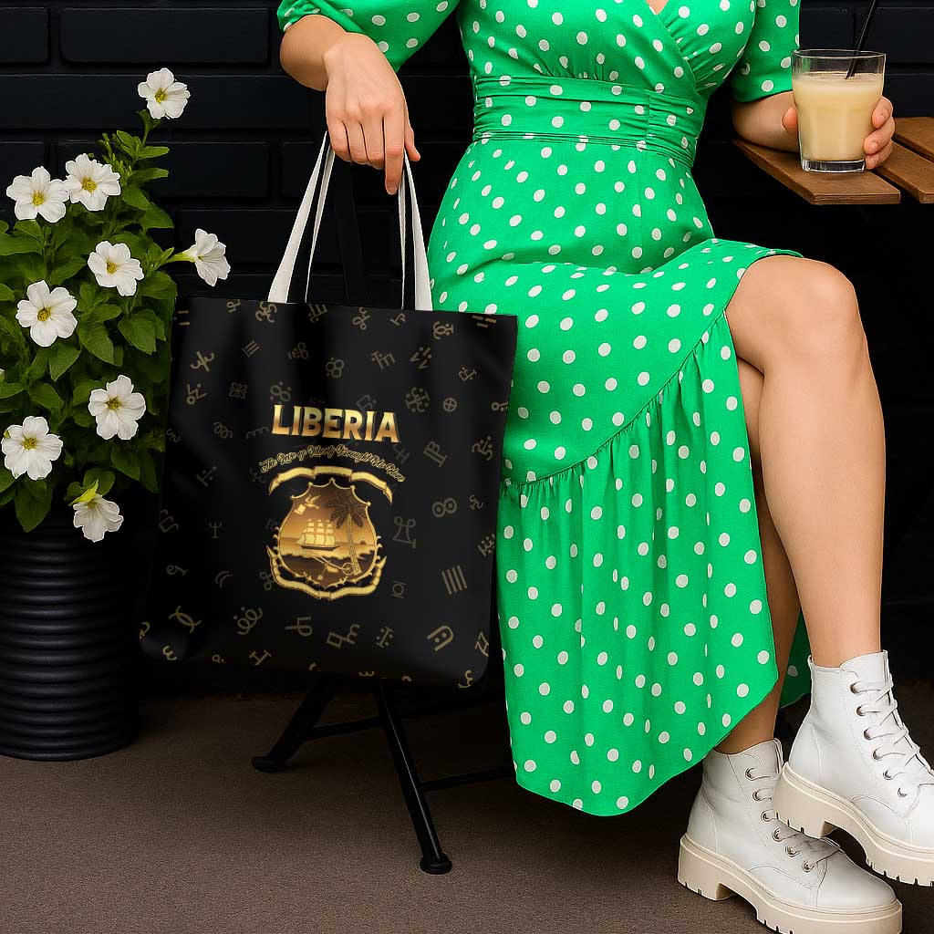 Liberia Vai Syllabary Heritage Tote Bag National Emblem Golden Style - Wonder Print Shop