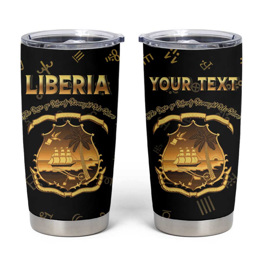 Personalized Liberia Vai Syllabary Heritage Tumbler Cup National Emblem Golden Style - Wonder Print Shop