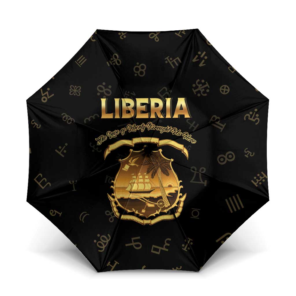 Liberia Vai Syllabary Heritage Umbrella National Emblem Golden Style - Wonder Print Shop