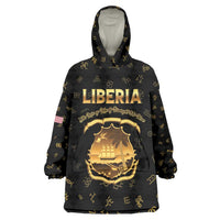 Personalized Liberia Vai Syllabary Heritage Wearable Blanket Hoodie National Emblem Golden Style - Wonder Print Shop