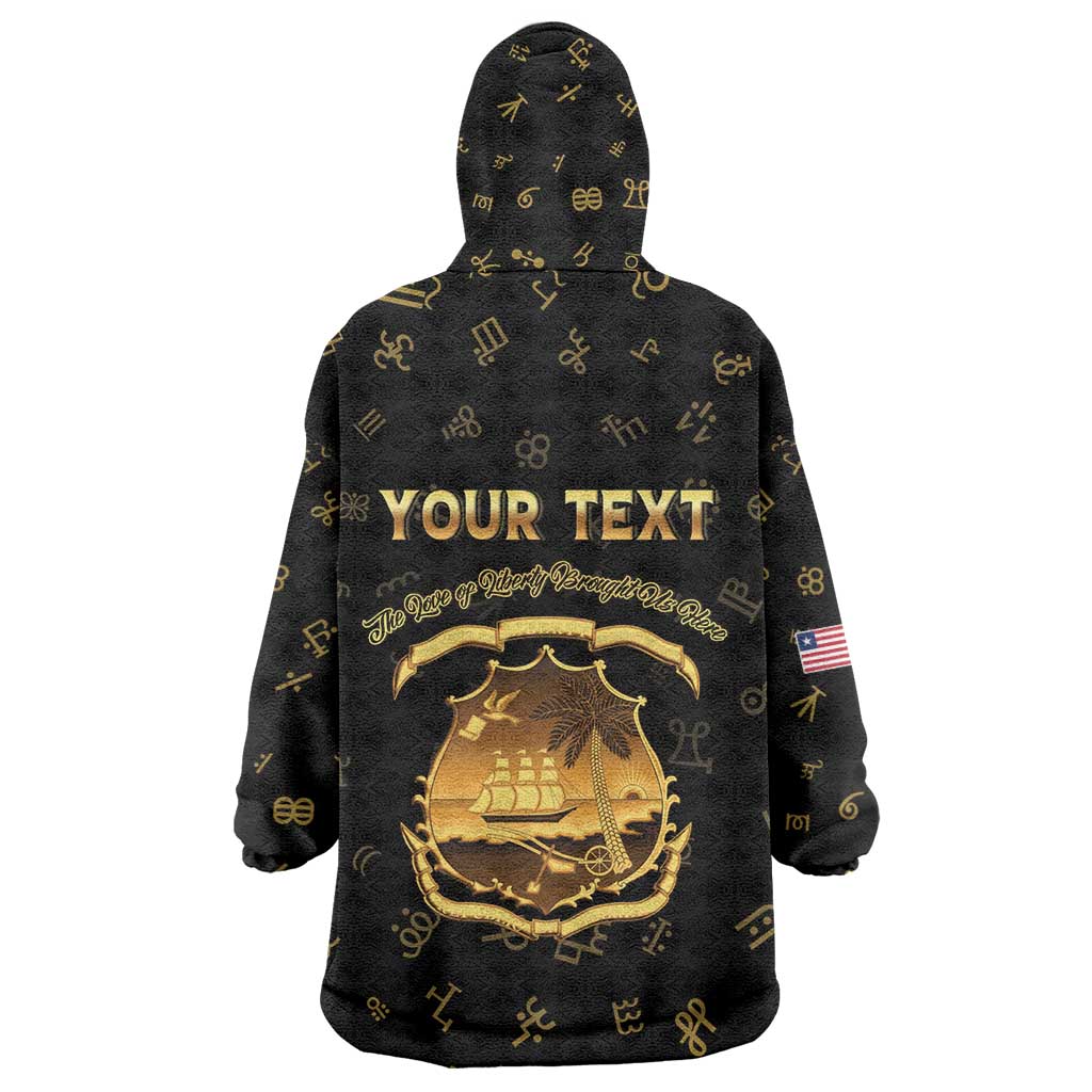 Personalized Liberia Vai Syllabary Heritage Wearable Blanket Hoodie National Emblem Golden Style - Wonder Print Shop