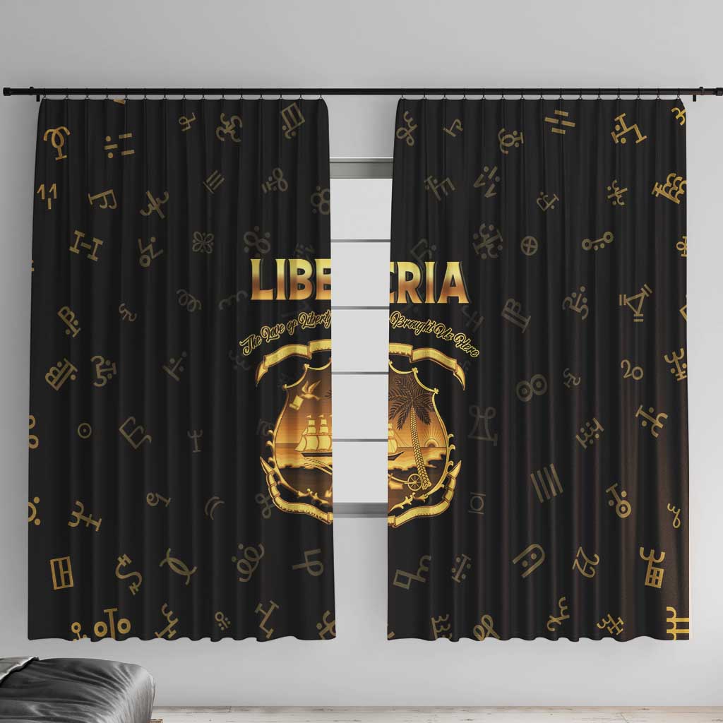 Liberia Vai Syllabary Heritage Window Curtain National Emblem Golden Style - Wonder Print Shop