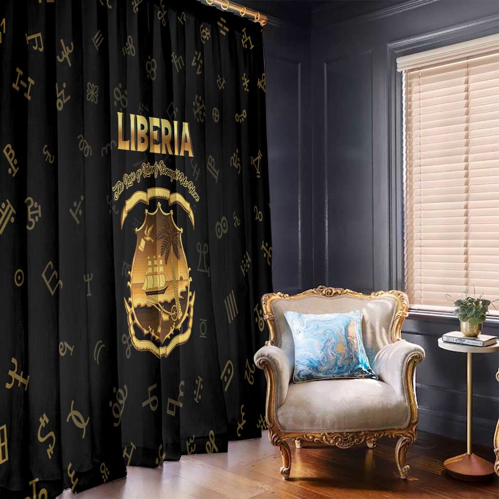 Liberia Vai Syllabary Heritage Window Curtain National Emblem Golden Style - Wonder Print Shop