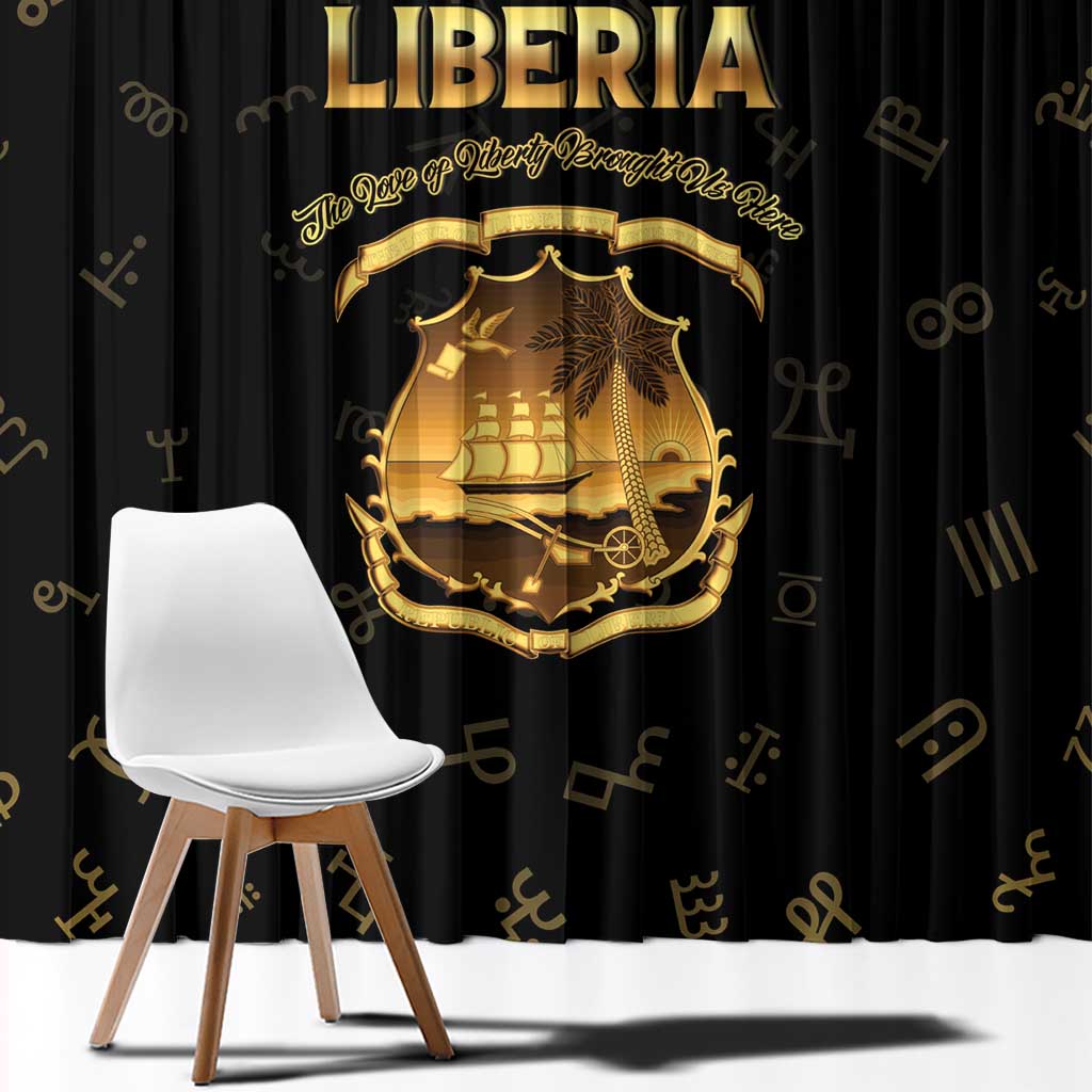 Liberia Vai Syllabary Heritage Window Curtain National Emblem Golden Style - Wonder Print Shop