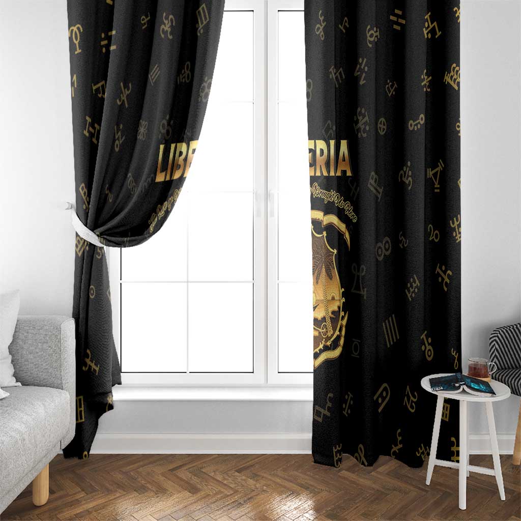 Liberia Vai Syllabary Heritage Window Curtain National Emblem Golden Style - Wonder Print Shop