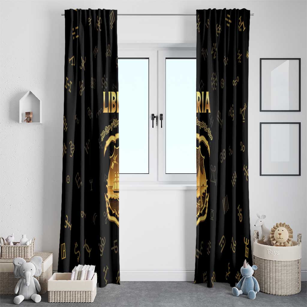 Liberia Vai Syllabary Heritage Window Curtain National Emblem Golden Style - Wonder Print Shop