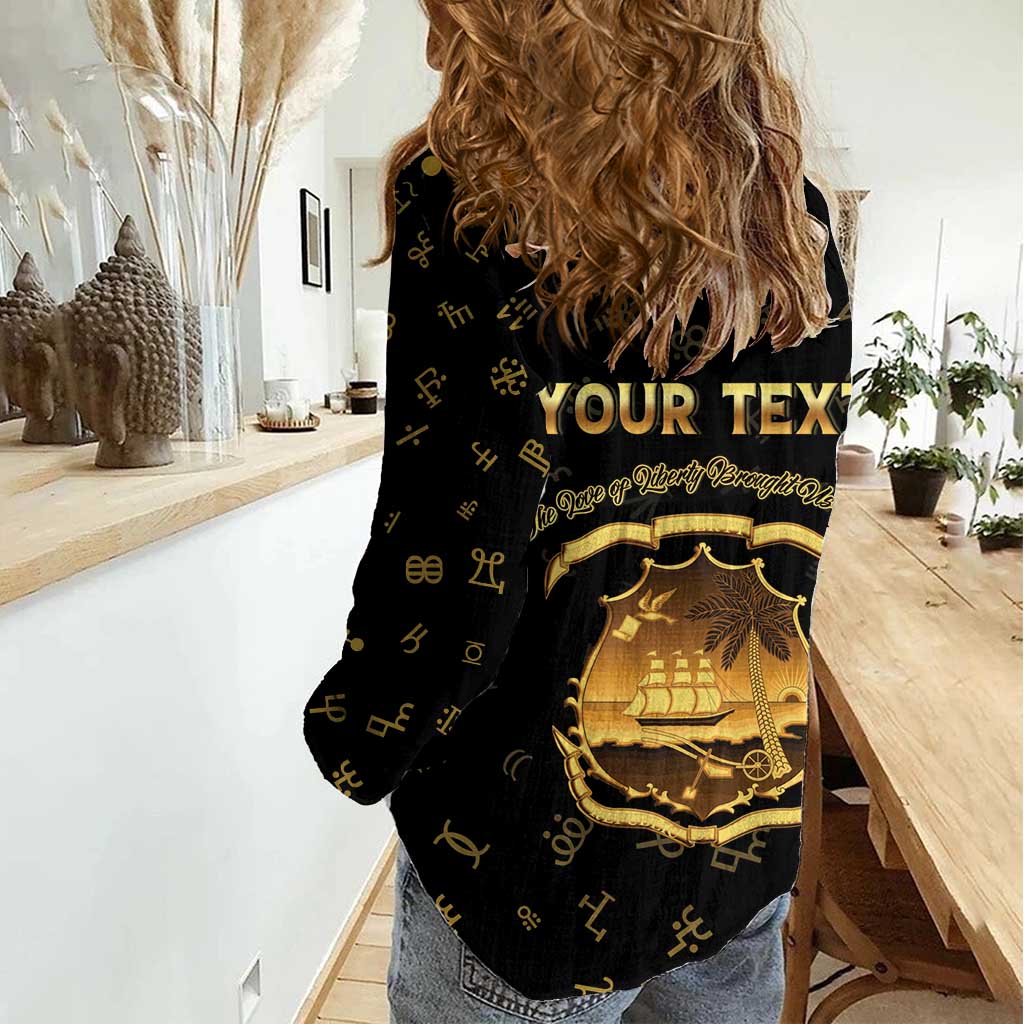 Personalized Liberia Vai Syllabary Heritage Women Casual Shirt National Emblem Golden Style - Wonder Print Shop