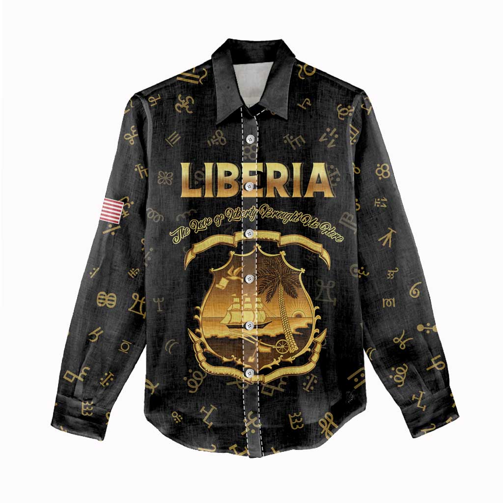 Personalized Liberia Vai Syllabary Heritage Women Casual Shirt National Emblem Golden Style - Wonder Print Shop