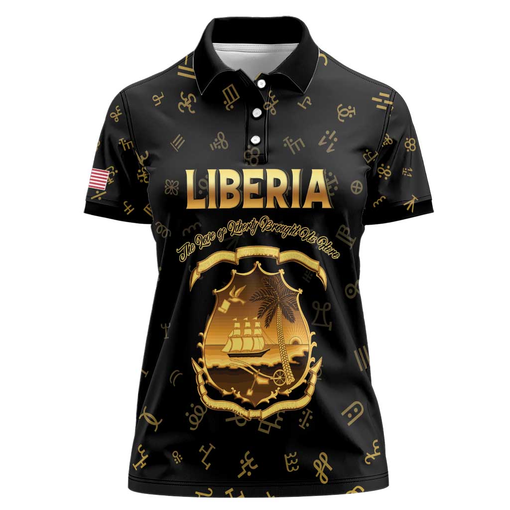 Personalized Liberia Vai Syllabary Heritage Women Polo Shirt National Emblem Golden Style - Wonder Print Shop