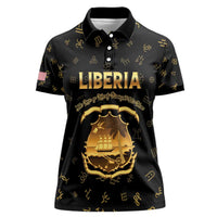 Personalized Liberia Vai Syllabary Heritage Women Polo Shirt National Emblem Golden Style - Wonder Print Shop