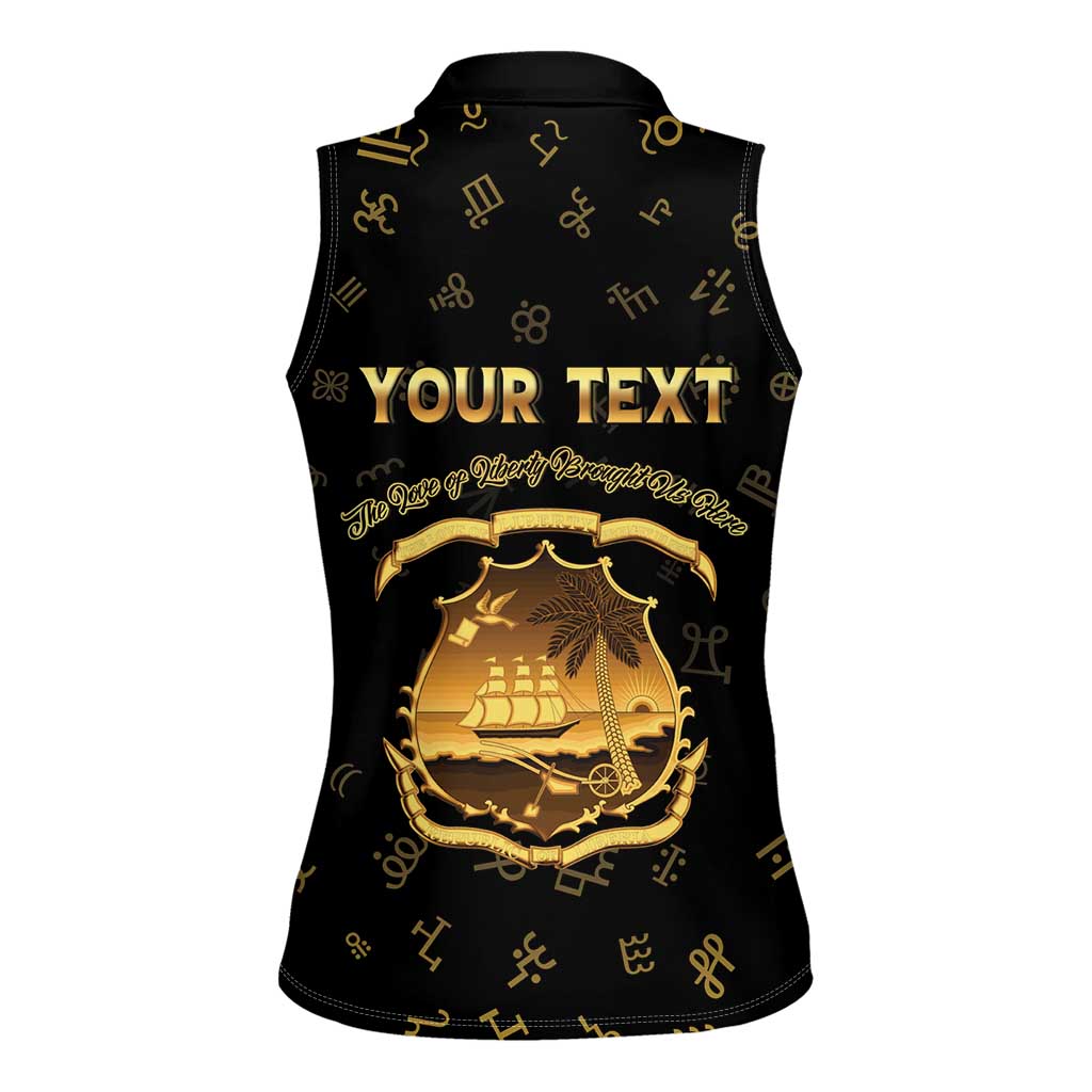 Personalized Liberia Vai Syllabary Heritage Women Sleeveless Polo Shirt National Emblem Golden Style - Wonder Print Shop