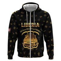 Personalized Liberia Vai Syllabary Heritage Zip Hoodie National Emblem Golden Style - Wonder Print Shop