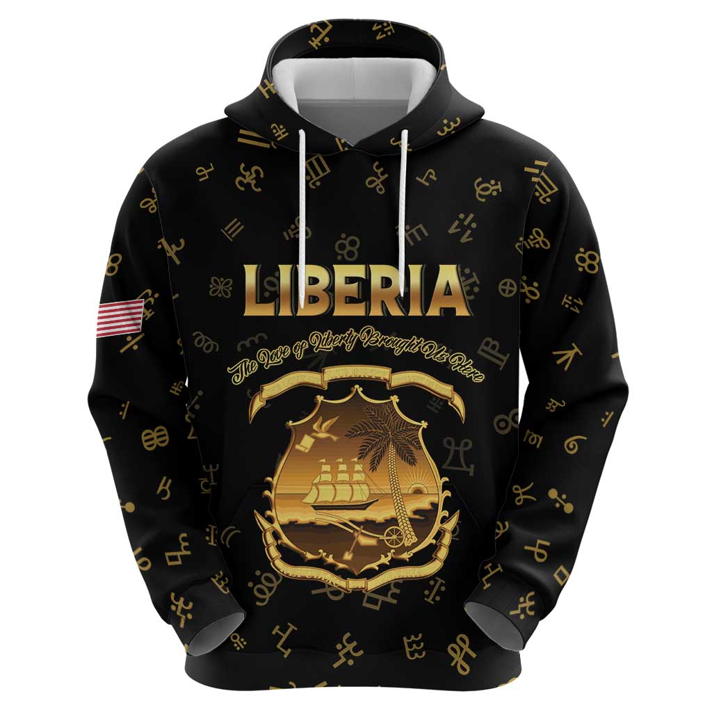 Personalized Liberia Vai Syllabary Heritage Zip Hoodie National Emblem Golden Style - Wonder Print Shop