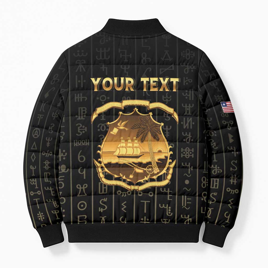 Personalized Liberia Vai Syllabary Vertical Pattern Bomber Puffer Jacket - Wonder Print Shop