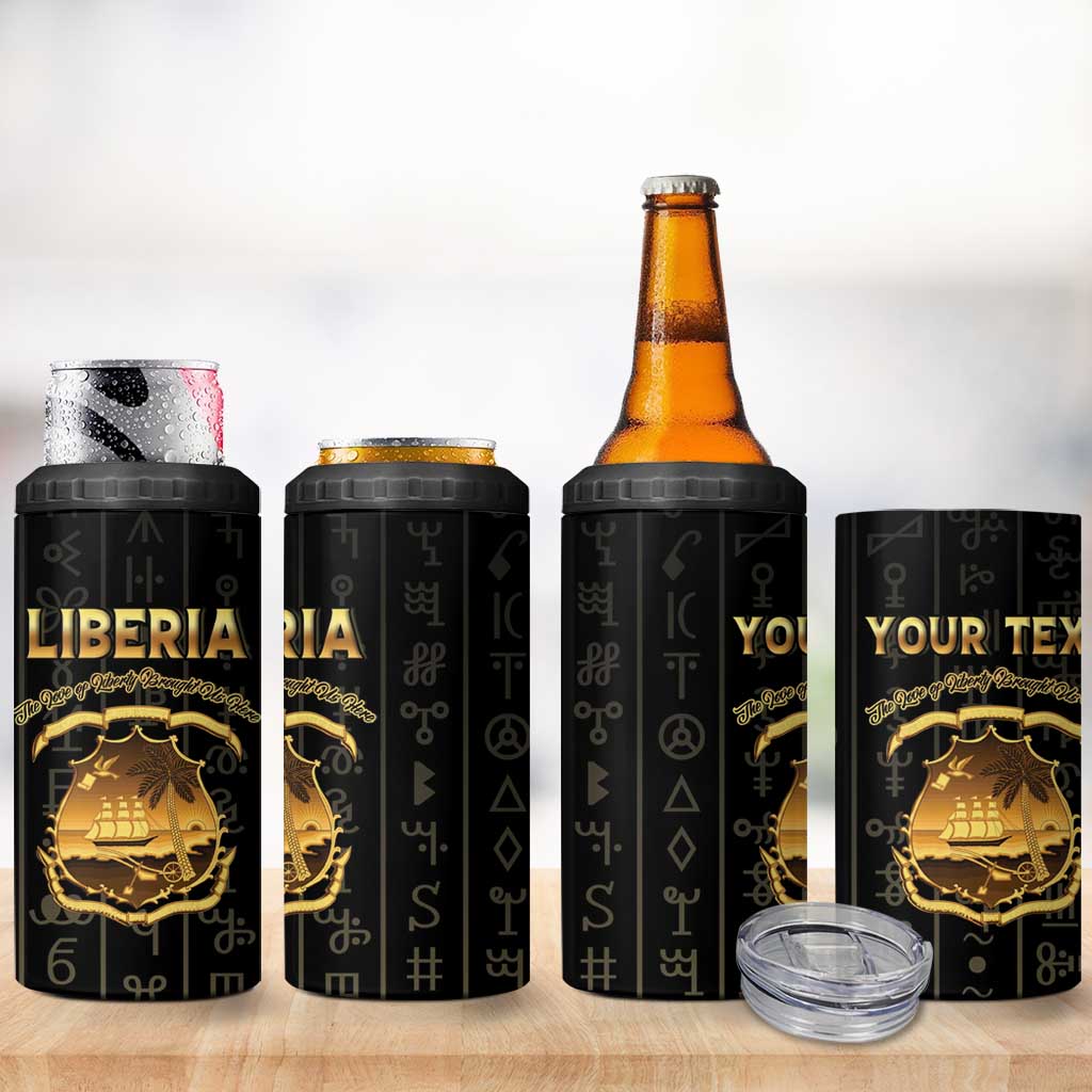 Personalized Liberia Vai Syllabary Vertical Pattern 4 in 1 Can Cooler Tumbler - Wonder Print Shop