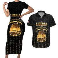Personalized Liberia Vai Syllabary Vertical Pattern Couples Matching Short Sleeve Bodycon Dress and Hawaiian Shirt - Wonder Print Shop
