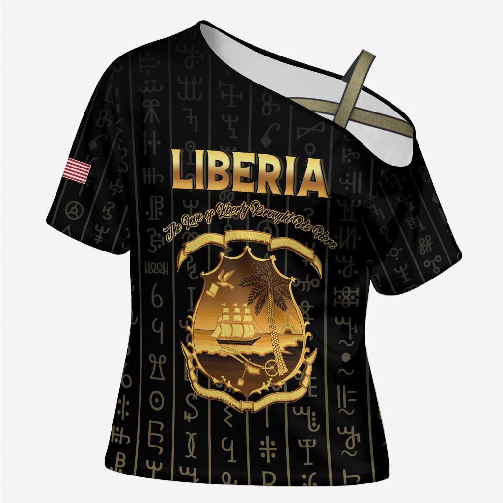 Personalized Liberia Vai Syllabary Vertical Pattern Cross Shoulder Shirt - Wonder Print Shop