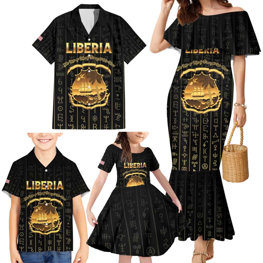 Personalized Liberia Vai Syllabary Vertical Pattern Family Matching Mermaid Dress and Hawaiian Shirt - Wonder Print Shop