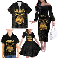 Personalized Liberia Vai Syllabary Vertical Pattern Family Matching Off The Shoulder Long Sleeve Dress and Hawaiian Shirt - Wonder Print Shop