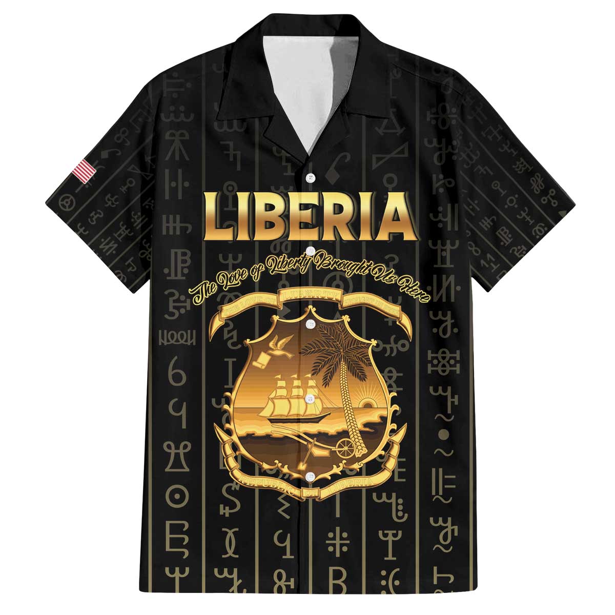 Personalized Liberia Vai Syllabary Vertical Pattern Family Matching Off The Shoulder Long Sleeve Dress and Hawaiian Shirt - Wonder Print Shop