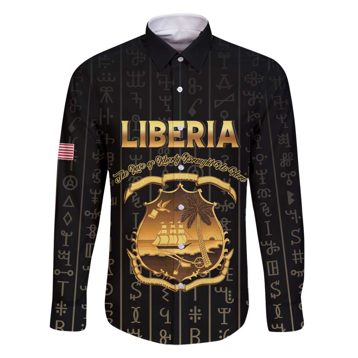 Personalized Liberia Vai Syllabary Vertical Pattern Family Matching Off The Shoulder Long Sleeve Dress and Hawaiian Shirt - Wonder Print Shop