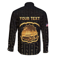 Personalized Liberia Vai Syllabary Vertical Pattern Family Matching Off The Shoulder Long Sleeve Dress and Hawaiian Shirt - Wonder Print Shop
