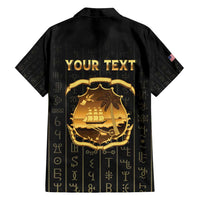 Personalized Liberia Vai Syllabary Vertical Pattern Family Matching Off Shoulder Maxi Dress and Hawaiian Shirt - Wonder Print Shop