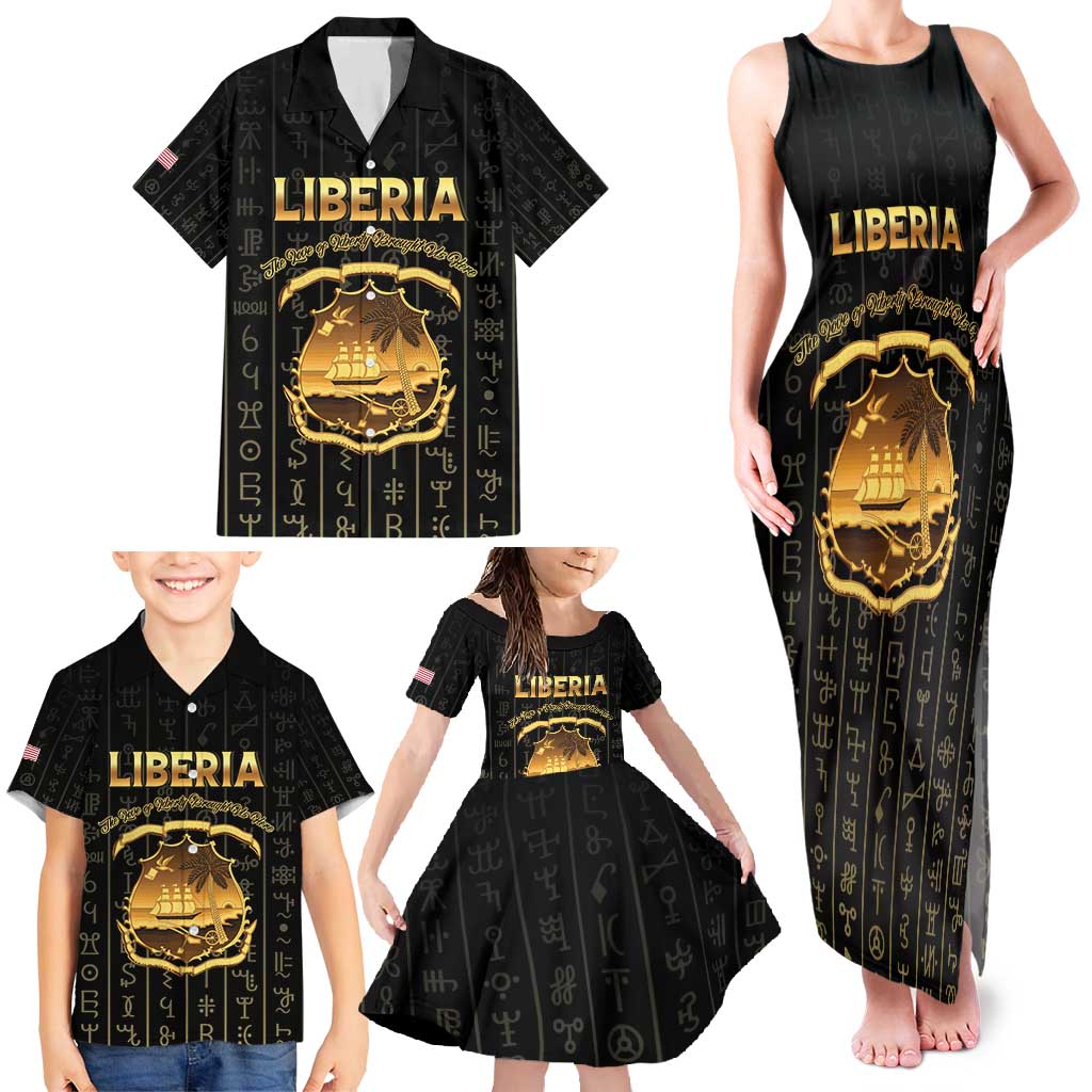 Personalized Liberia Vai Syllabary Vertical Pattern Family Matching Tank Maxi Dress and Hawaiian Shirt - Wonder Print Shop