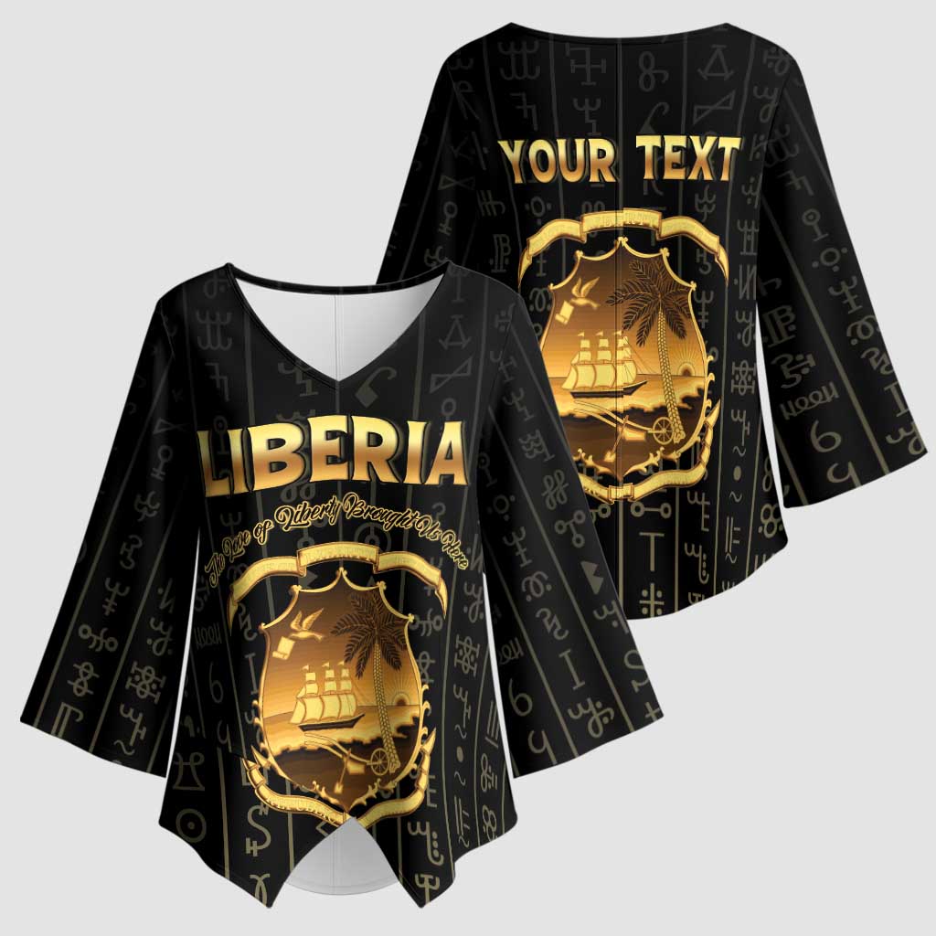 Personalized Liberia Vai Syllabary Vertical Pattern Kimono Sleeve Blouse - Wonder Print Shop