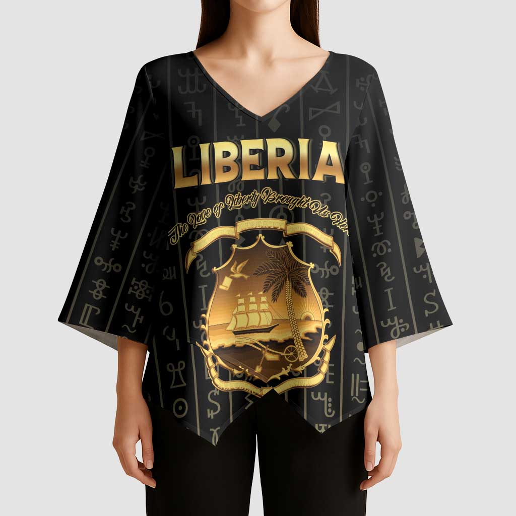 Personalized Liberia Vai Syllabary Vertical Pattern Kimono Sleeve Blouse - Wonder Print Shop