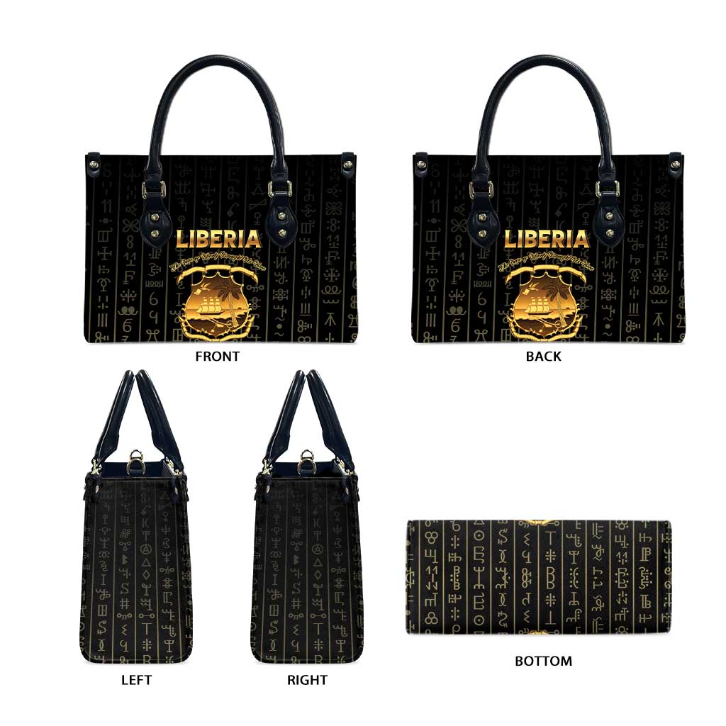 Liberia Vai Syllabary Vertical Pattern Leather Bag - Wonder Print Shop