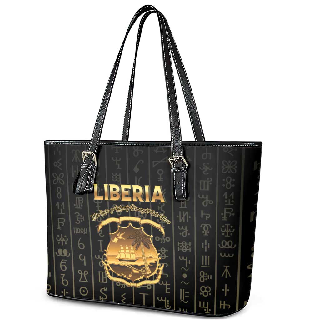Liberia Vai Syllabary Vertical Pattern Leather Tote Bag - Wonder Print Shop