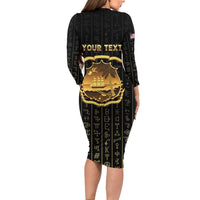Personalized Liberia Vai Syllabary Vertical Pattern Long Sleeve Bodycon Dress - Wonder Print Shop