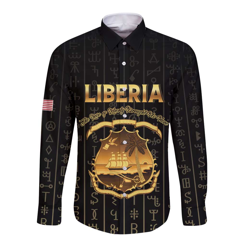 Personalized Liberia Vai Syllabary Vertical Pattern Long Sleeve Button Shirt - Wonder Print Shop