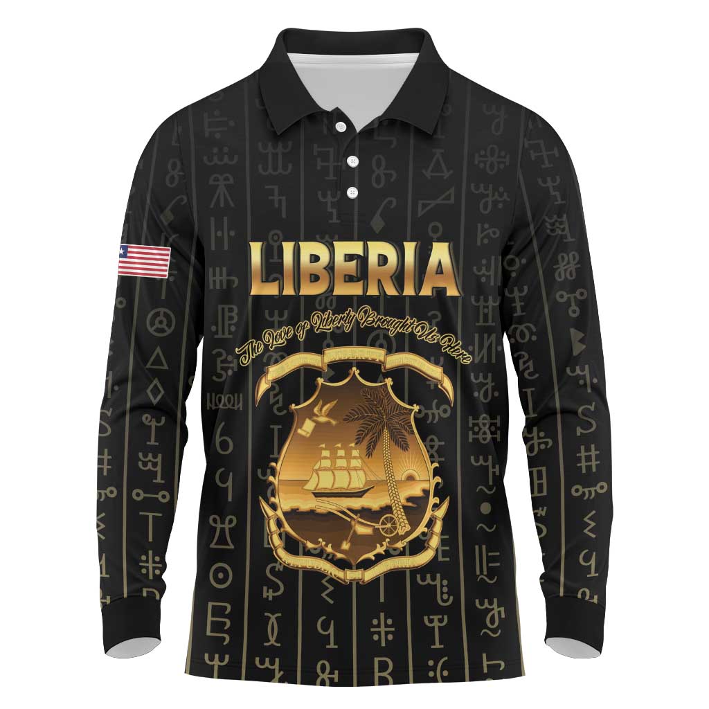 Personalized Liberia Vai Syllabary Vertical Pattern Long Sleeve Polo Shirt - Wonder Print Shop