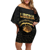 Personalized Liberia Vai Syllabary Vertical Pattern Off Shoulder Short Dress - Wonder Print Shop