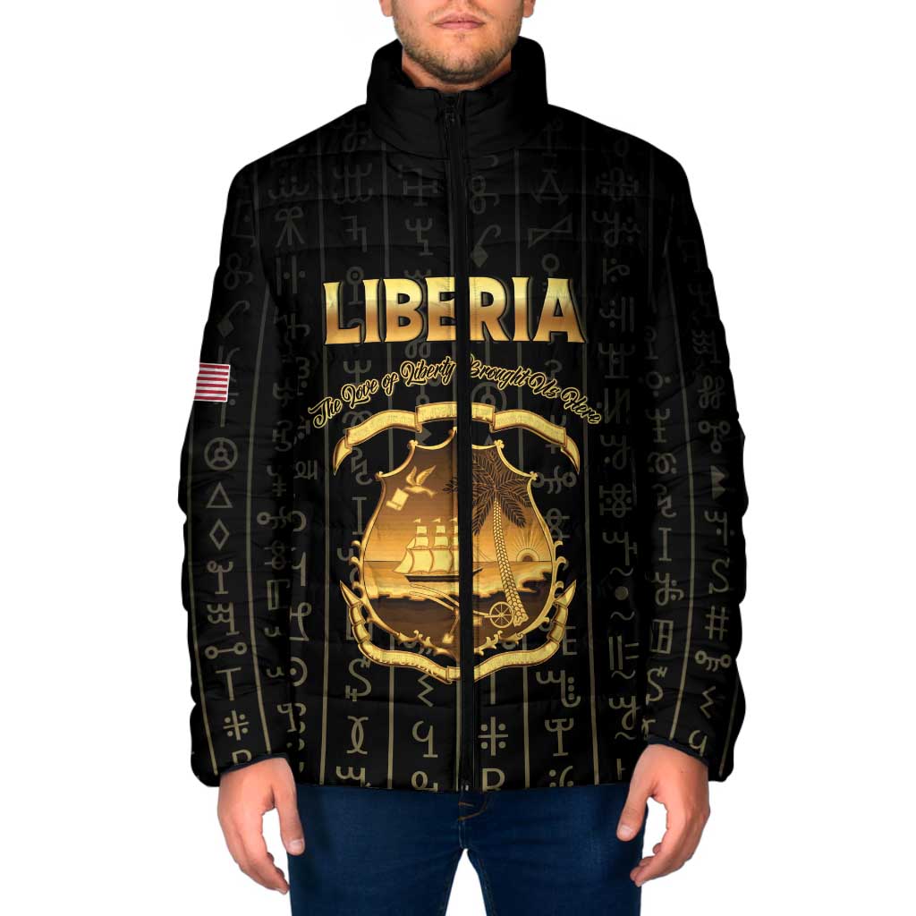 Personalized Liberia Vai Syllabary Vertical Pattern Padded Jacket - Wonder Print Shop