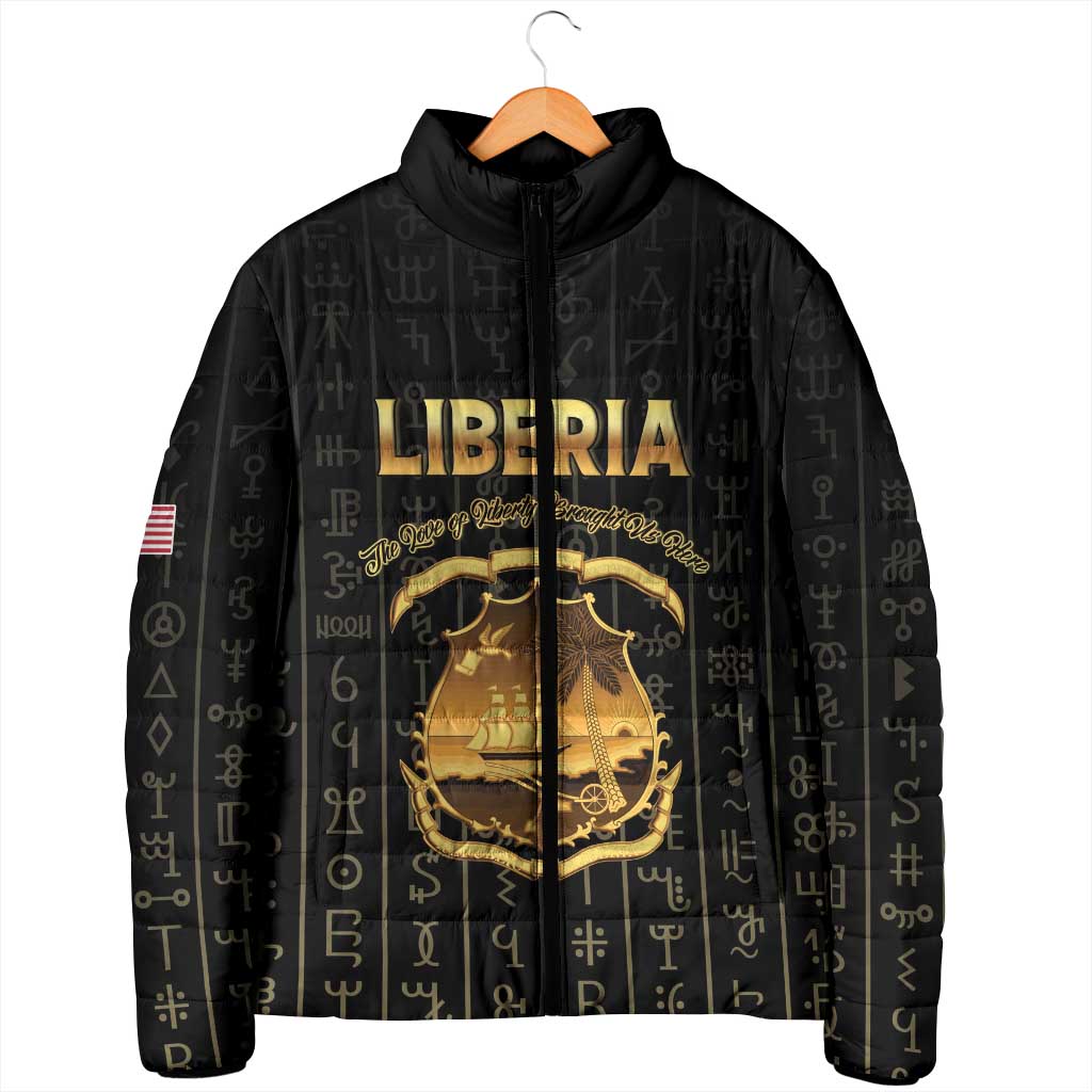 Personalized Liberia Vai Syllabary Vertical Pattern Padded Jacket - Wonder Print Shop