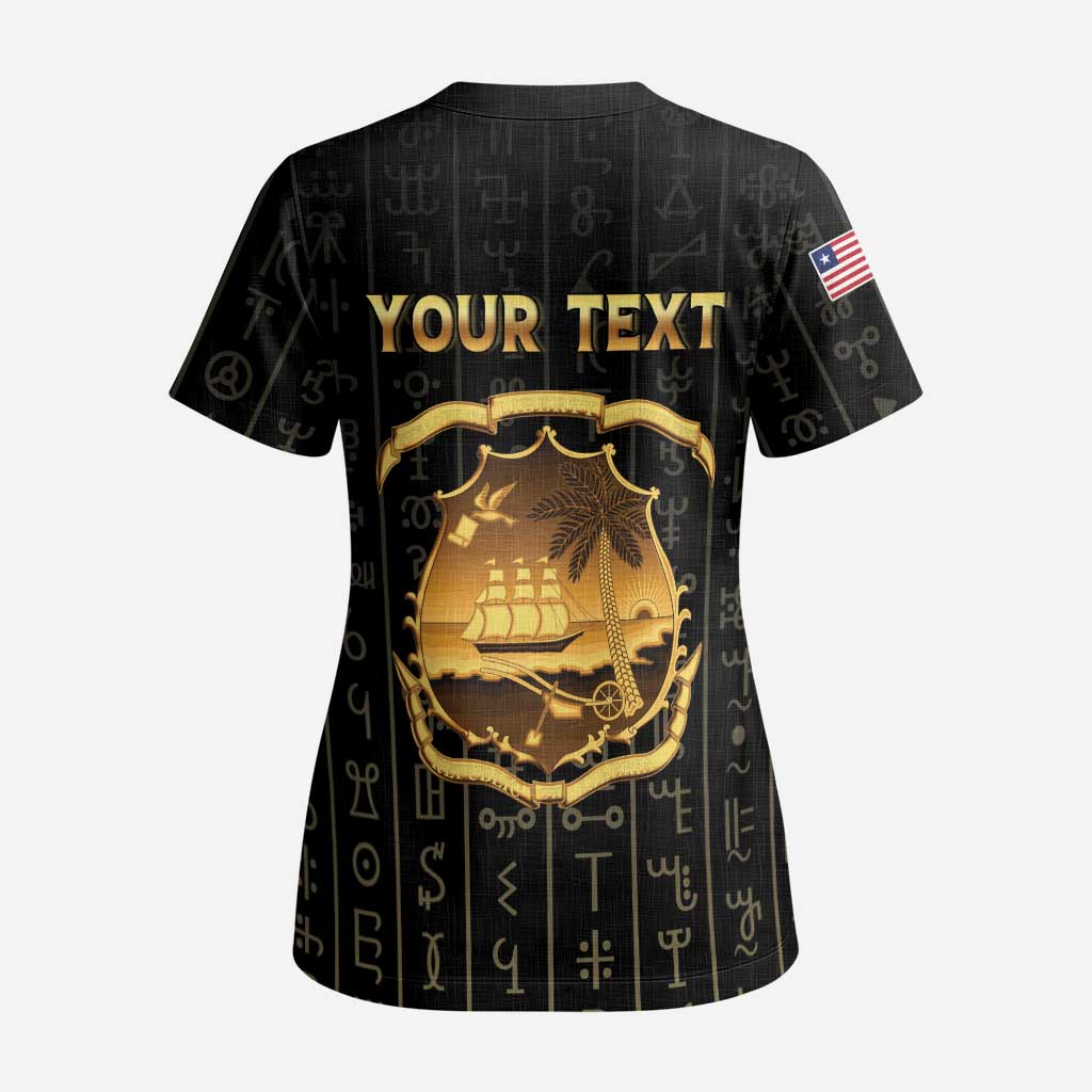 Personalized Liberia Vai Syllabary Vertical Pattern Scrub Top - Wonder Print Shop