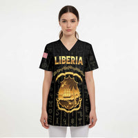Personalized Liberia Vai Syllabary Vertical Pattern Scrub Top - Wonder Print Shop