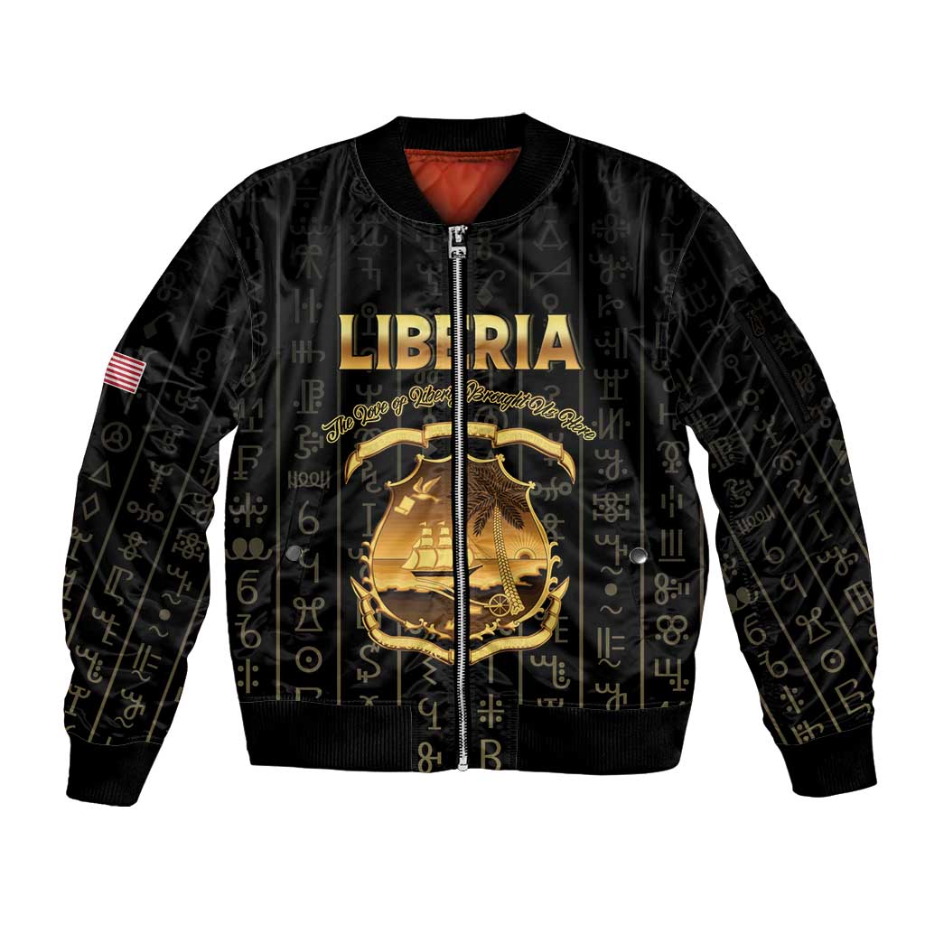 Personalized Liberia Vai Syllabary Vertical Pattern Sleeve Zip Bomber Jacket - Wonder Print Shop