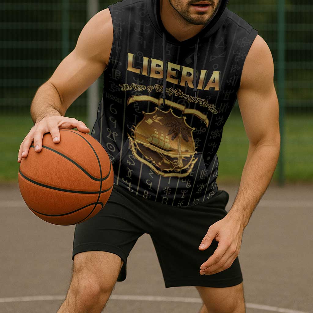 Personalized Liberia Vai Syllabary Vertical Pattern Sleeveless Hoodie - Wonder Print Shop