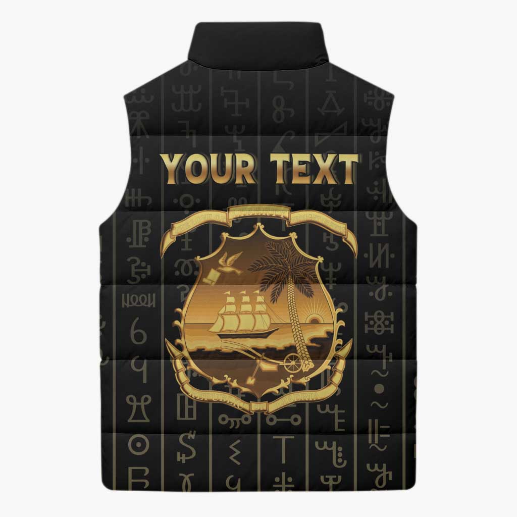 Personalized Liberia Vai Syllabary Vertical Pattern Sleeveless Puffer Jacket - Wonder Print Shop