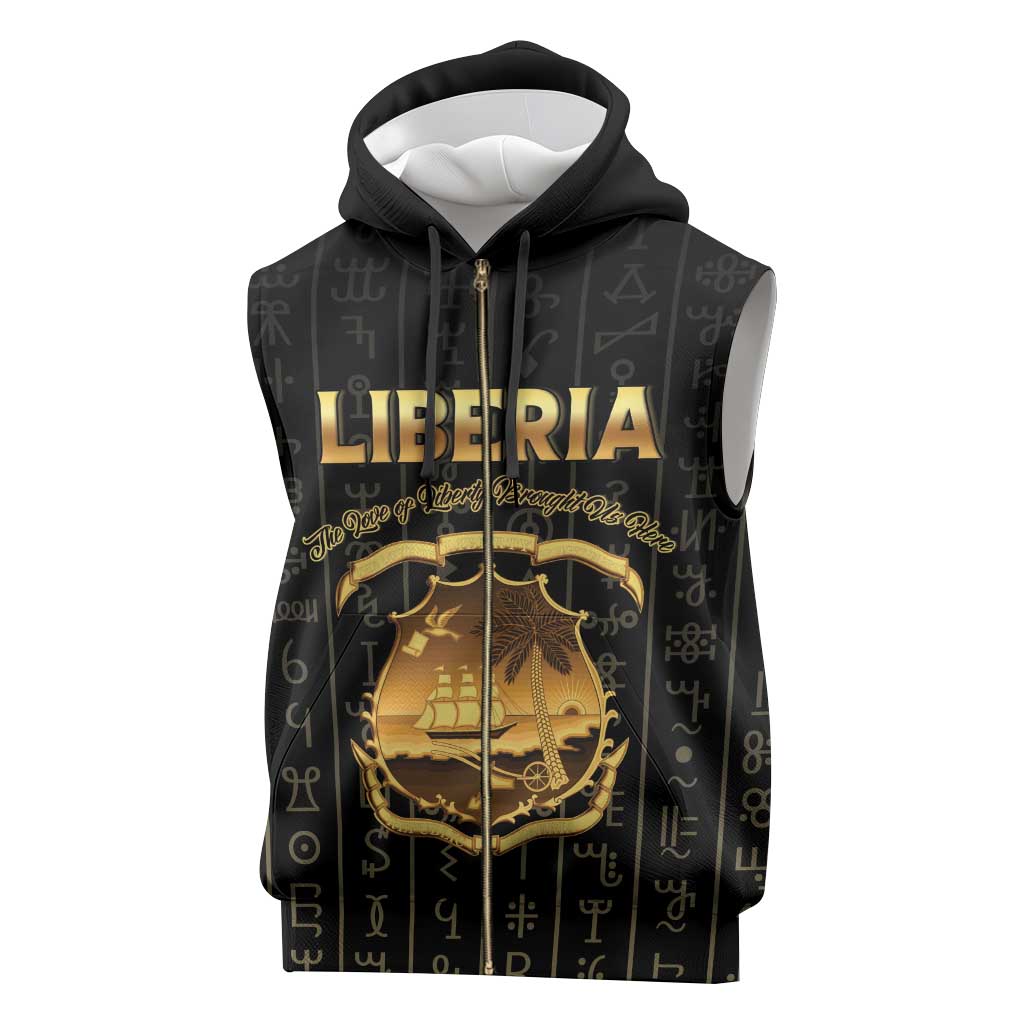 Personalized Liberia Vai Syllabary Vertical Pattern Sleeveless Zip Hoodie - Wonder Print Shop